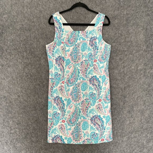 Talbots Dresses & Skirts - Talbots Teal & Pink Paisley Sheath Dress, Fresco Style, 14P